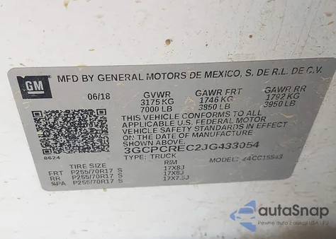 2018 Chevrolet Silverado 1500 1Lt from USA, damaged, VIN 3GCPCREC2JG433054